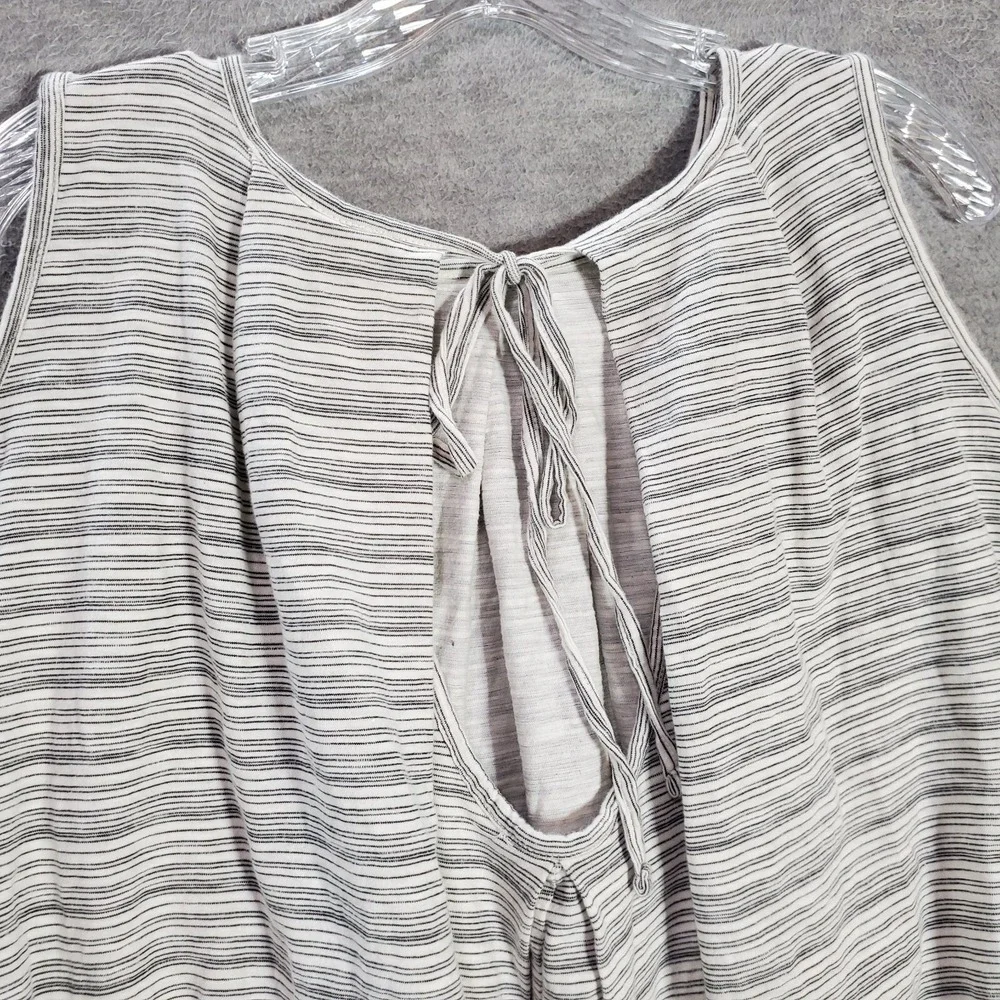 Free‎ People Women Top Large Gray Turn It Up Sleeveless Blouse Ruffle Hi Low Hem